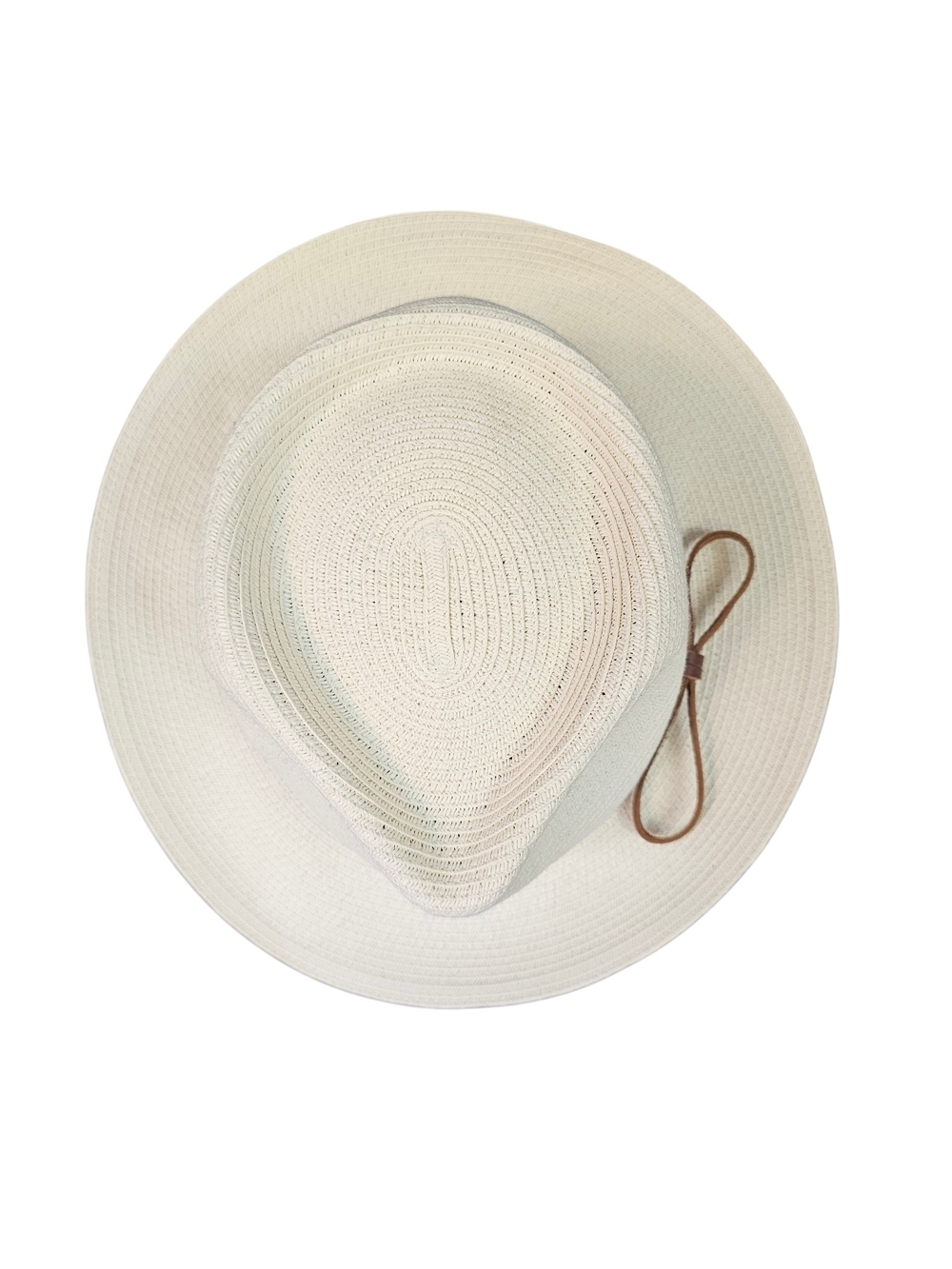 Anthropologie Cream Straw Fedora with Brown Trim and Bow